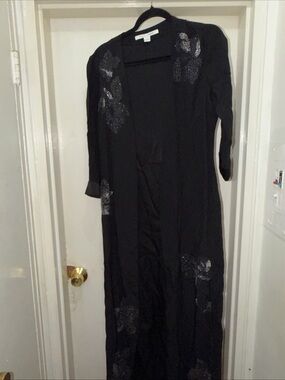 Diane Von Furstenberg Black Long Embellished Blazer Coat